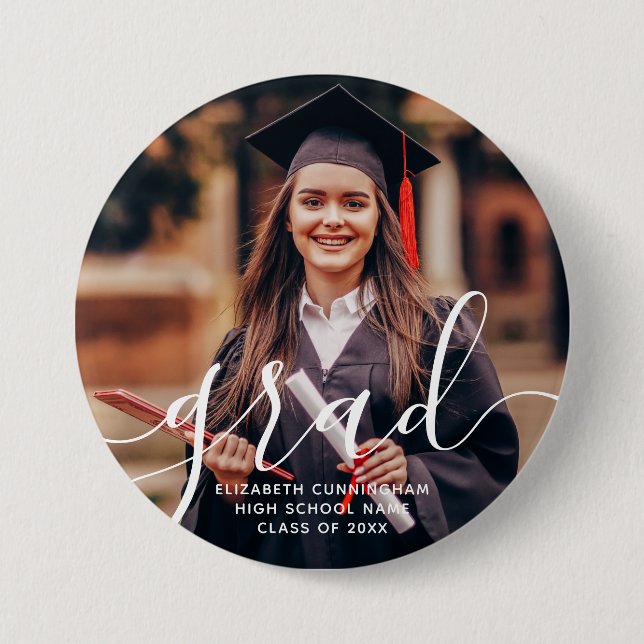 Graduate Simple Modern Script Classic Photo Button