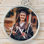 Graduate Simple Modern Script Classic Photo Keychain<br><div class="desc">This simple and classic design is composed of sans serif and playful cursive typography and add a custom photo.</div>