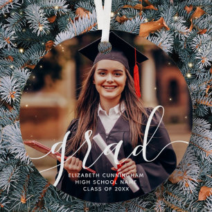 Graduate Simple Modern Script Classic Photo Metal Ornament