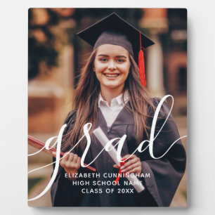 Graduate Simple Modern Script Classic Photo Plaque