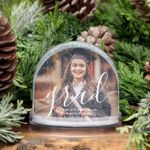 Graduate Simple Modern Script Classic Photo Snow Globe