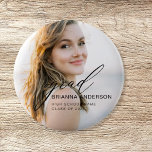 Graduate Simple Modern Script Minimalist Photo Button<br><div class="desc">Elevate your graduation celebration with our Graduate Simple Modern Script Minimalist Photo button. This sleek and stylish accessory combines modern script typography with minimalist design elements for a sophisticated touch. Featuring your graduation photo as the focal point, this button captures the essence of your achievement while adding a personal touch...</div>