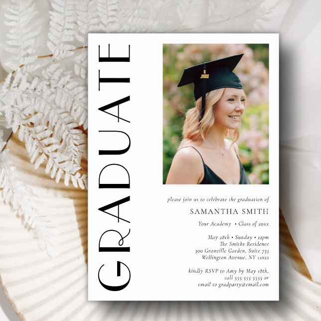 Graduate Simple Modern Typography Graduation Party Invitation (Creator Uploaded)