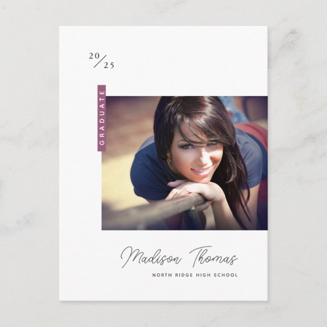 Graduate Simple Photo Graduation Postcard (Front)