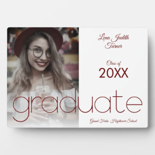 Graduate Simple Photo Modern Calligraphy Keepsake Plaque