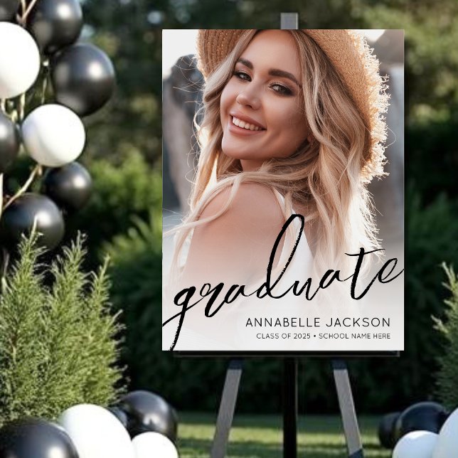 Graduate Simple Script Photo Graduation Party Sign (Graduate Simple Script Photo Graduation Party Sign)