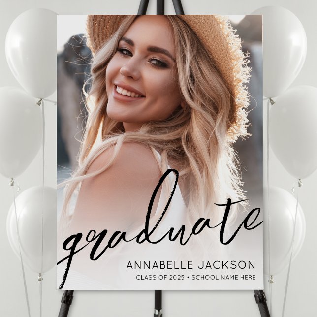 Graduate Simple Script Photo Graduation Party Sign (Graduate Simple Script Photo Graduation Party Sign )