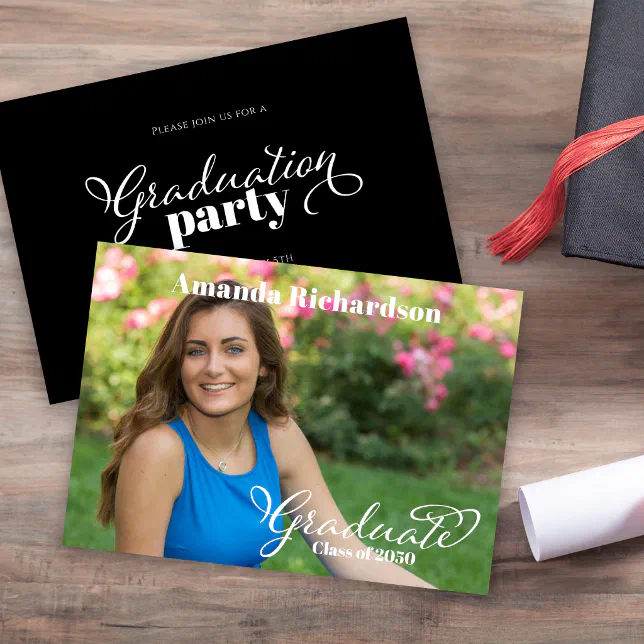 Graduate Simple Stylish Elegant Calligraphy Script Invitation Zazzle