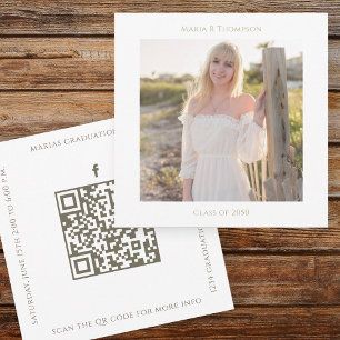 Graduate Simple Stylish Photo Modern Gold Square Invitation