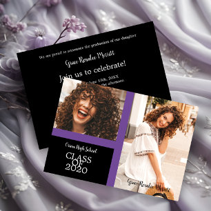 Graduate Simple Two Photos Graduation in Purple