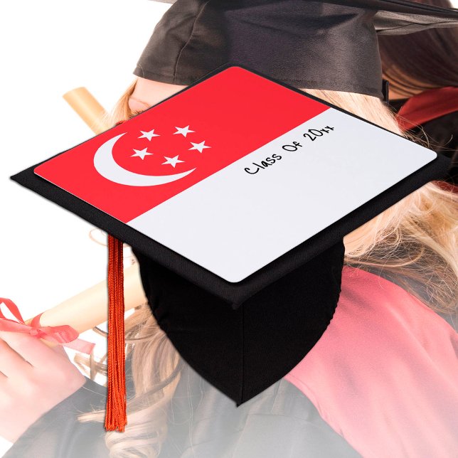 Graduate Singapore, Student hats, Singapore Flag Graduation Cap Topper (Creator Uploaded)