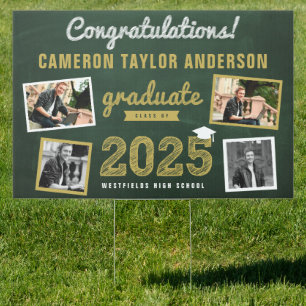 Graduate Sketch 2025 Four Photo Graduation Party Sign