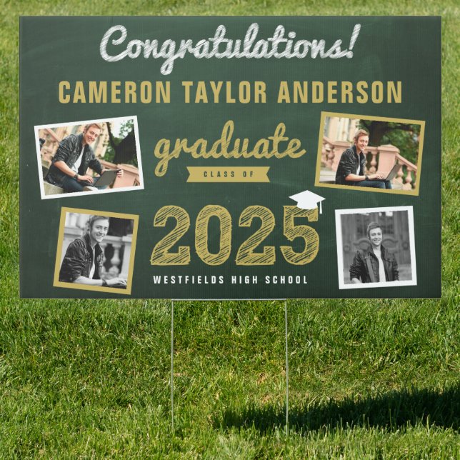 Graduate Sketch 2025 Four Photo Graduation Party Sign (Insitu)