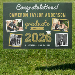 Graduate Sketch 2026 4 Photo Modern Graduate Party Sign