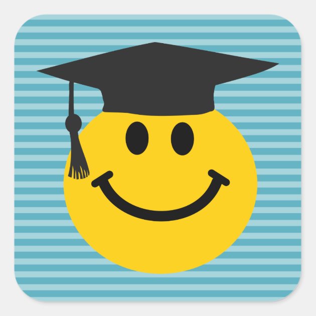 Graduate Smiley Face Square Sticker