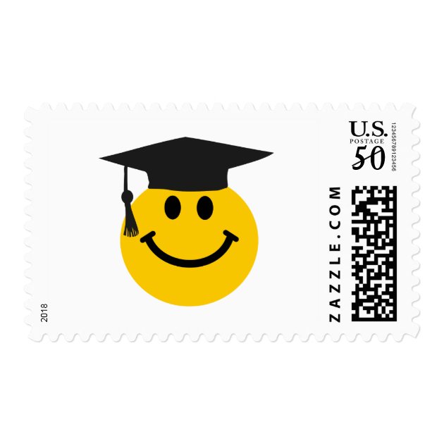 Graduate Smiley Face With Graduation Hat Postage