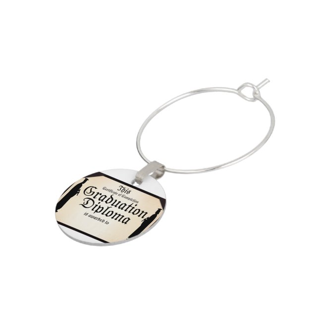 Graduate Standing Tall Diploma Wine Glass Charm (Side)