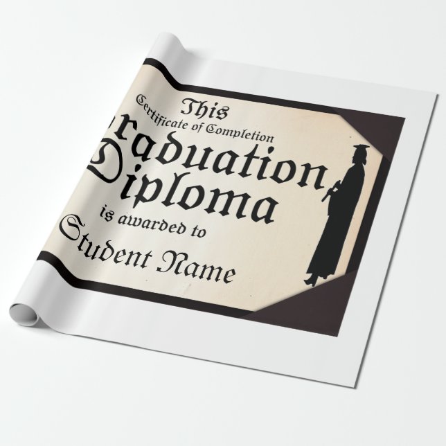 Graduate Standing Tall Diploma Wrapping Paper (Unrolled)