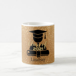 Graduate Student - Class of 20XX - Gold Glitter Coffee Mug