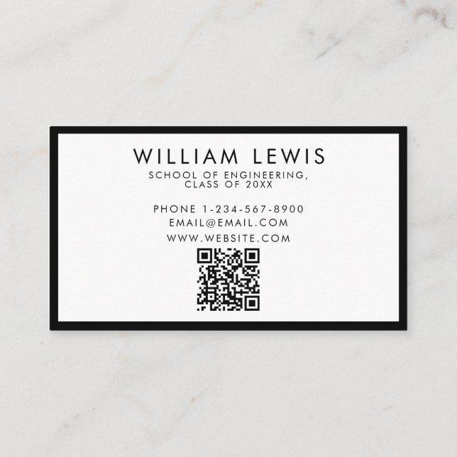 Graduate Student Modern Minimalist QR Code Business Card