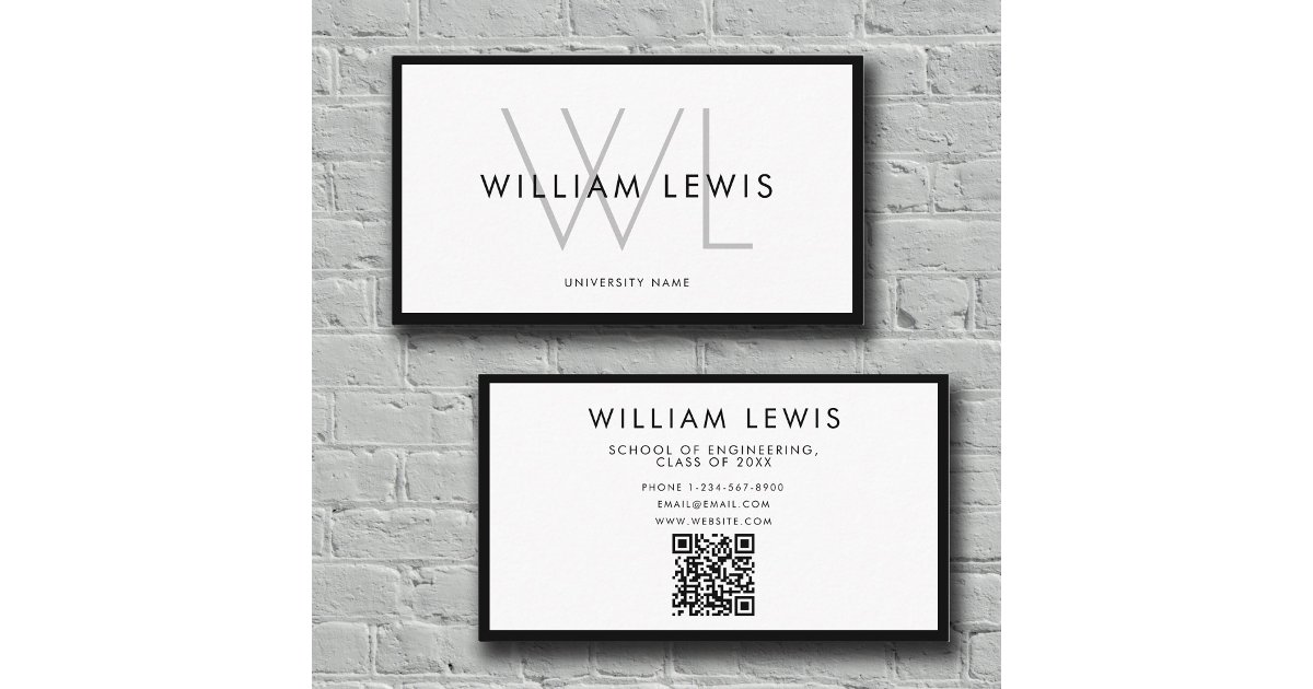 Graduate Student Modern Minimalist QR Code Business Card | Zazzle