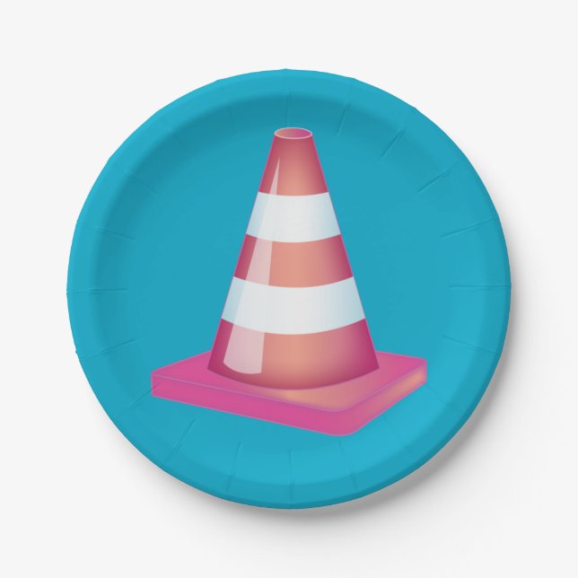 Graduate Student Prank Striped Traffic Cone Party Paper Plates (Front)