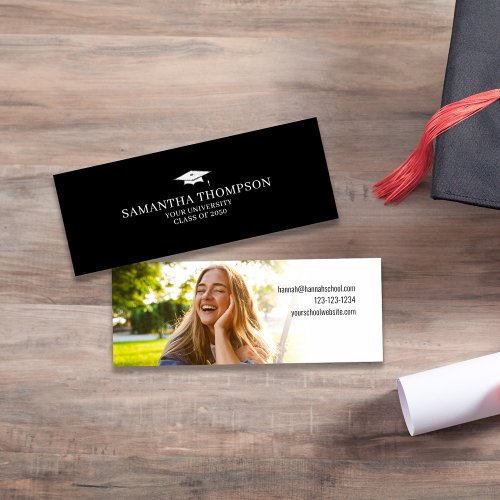 Graduate Student University Graduation Cap Photo Mini Business Card