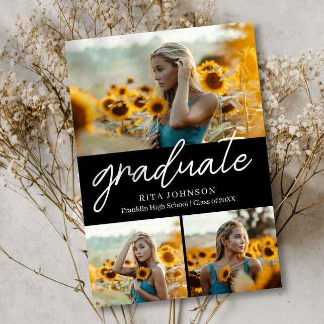 Graduate Stylish 4 Photo High School Graduation Invitation (Graduate Stylish 4 Photo High School Graduation Invitation)