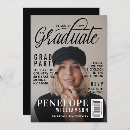 Graduate Stylish Magazine Cover Photo Grad Party Invitation | Zazzle.com