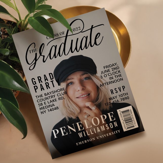 Graduate Stylish Magazine Cover Photo Grad Party Invitation (Graduate Stylish Magazine Cover Photo Grad Party Invitation)
