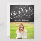 Graduate Swirly Script Chalkboard Photo Graduation Invitation (Front)
