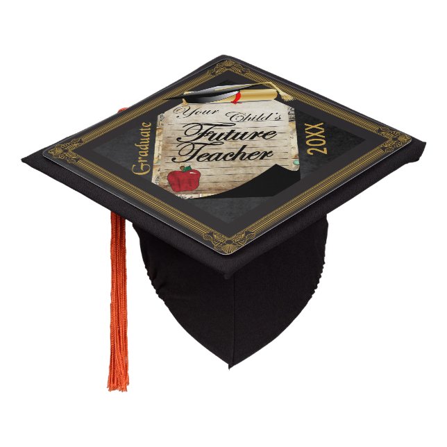 Graduate | Teacher | Vintage Style Graduation Cap Topper (Angled)