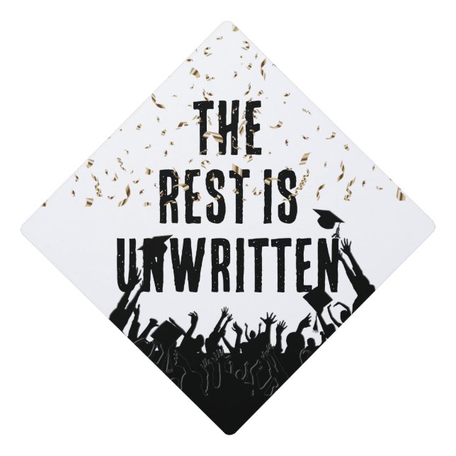 Graduate Text with Gold Confetti Graduation Cap Topper (Front)
