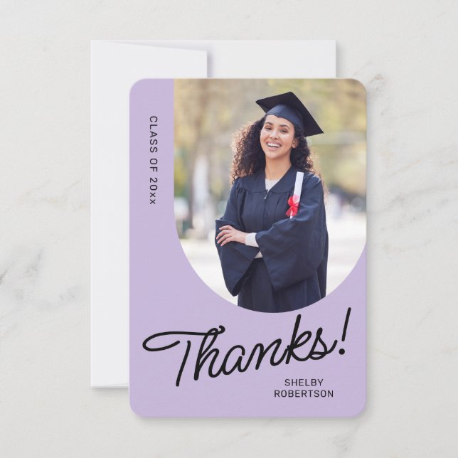 Graduate Thank You Script Arch Photo Card (Front)