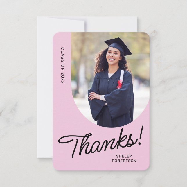 Graduate Thank You Script Arch Photo Card (Front)