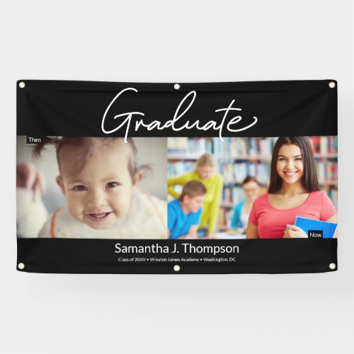 Graduate Then and Now Grad Custom photo Banner