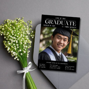Graduate Trendy Magazine Cover Inspired Photo  Invitation