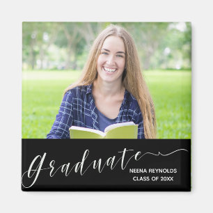 Graduate Typography Graduation Photo Fridge Magnet