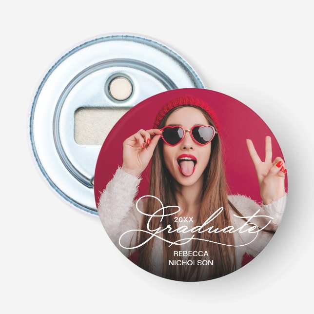 Graduate Typography Photo Simple Bottle Opener (Front)