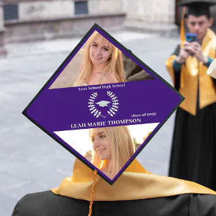Graduate Typography Purple School Color Simple Graduation Cap Topper