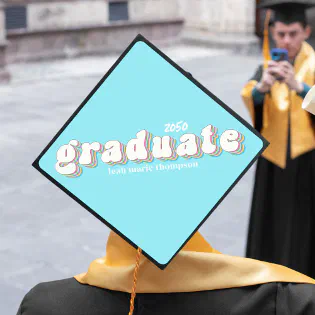 Graduate Typography Trendy Simple Modern Retro Graduation Cap Topper