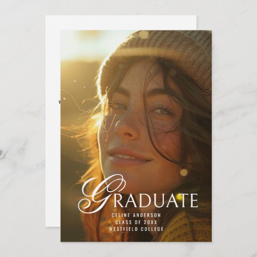 Graduate Unique Typography Full Photo Graduation Announcement
