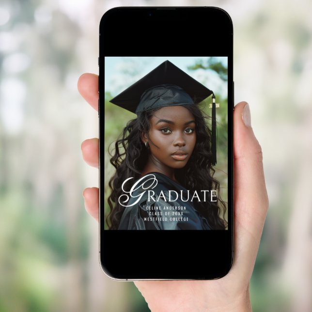 Graduate Unique Typography Photo Graduation Party Invitation (Front Digital)