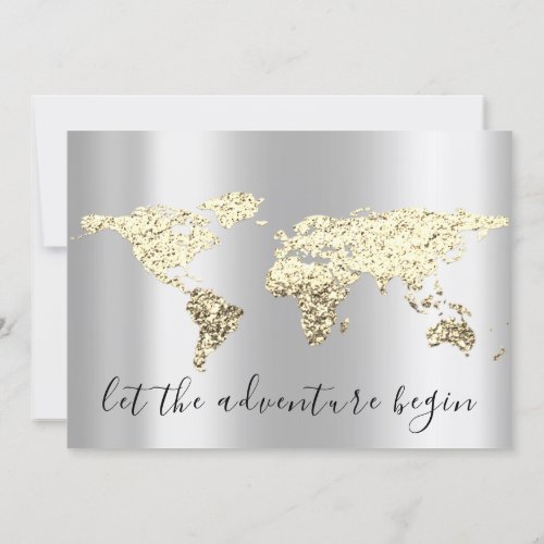 Graduate We Move Wedding Gold Destination Map Gray Invitation