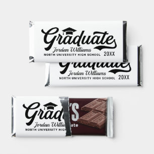 Graduate White Black Script Custom Graduation Hershey Bar Favors