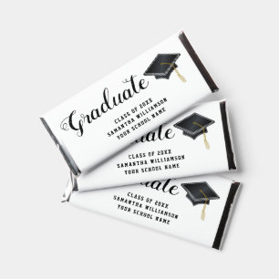 Graduate White Black Thank You Graduation Party Hershey Bar Favors