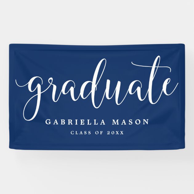 Graduate White Script | Custom Background Color Banner