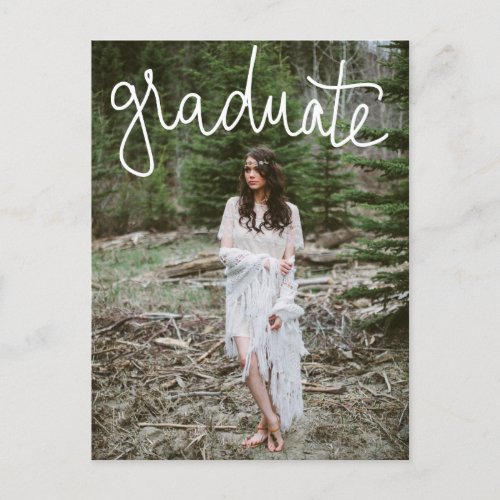 Graduate White Typography  Save The Date Photo Announcement Postcard