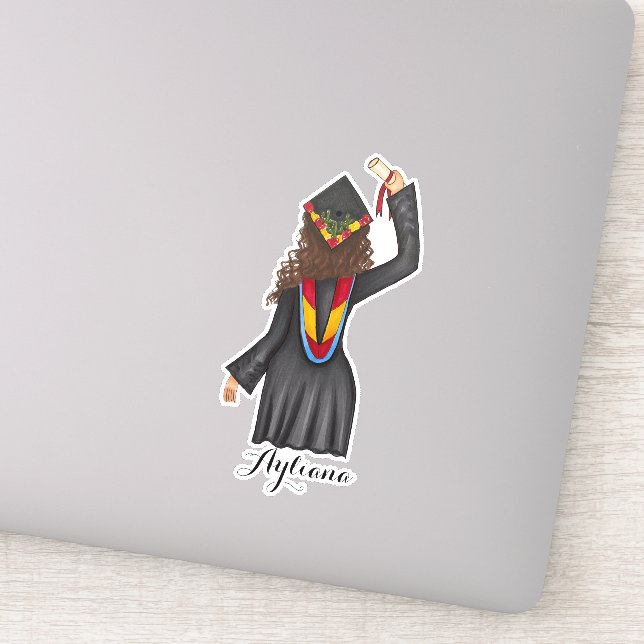 Graduate With Diploma Custom Name Sticker (Detail)