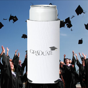 Graduate with Graduation Cap Custom Seltzer Can Cooler
